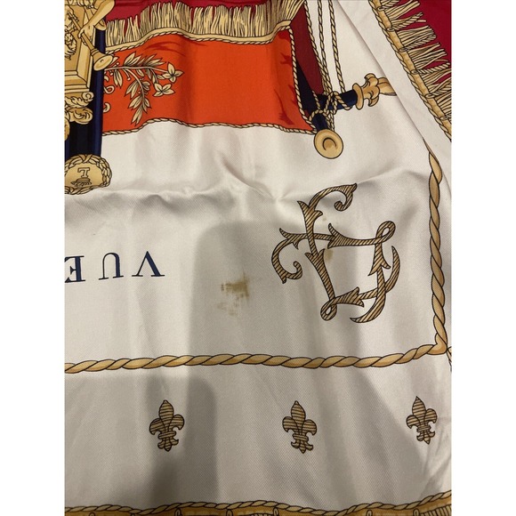 HERMES Paris "Vue du Carosse de la Galere la Reale" Silk Red Blue White Scarf - Picture 16 of 16